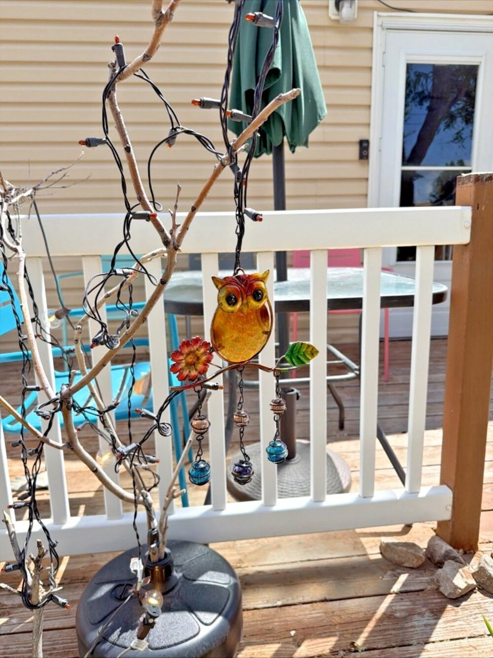 Fox River Creations Metal & Glass Owl Outdoor Hanging Wind Chime - NIB - Picture 2 of 4